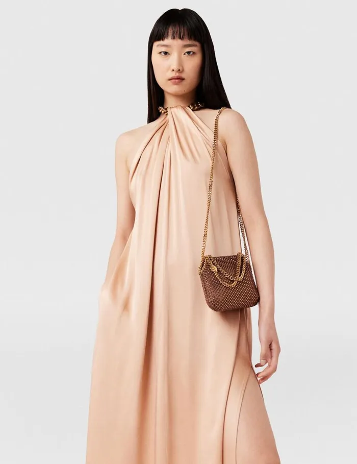 Women Chain Halterneck Satin Maxi Dress Nude Pink Stella McCartney Dresses Women Chain Halterneck Satin Maxi Dress Nude Pink Stella McCartney Dresses