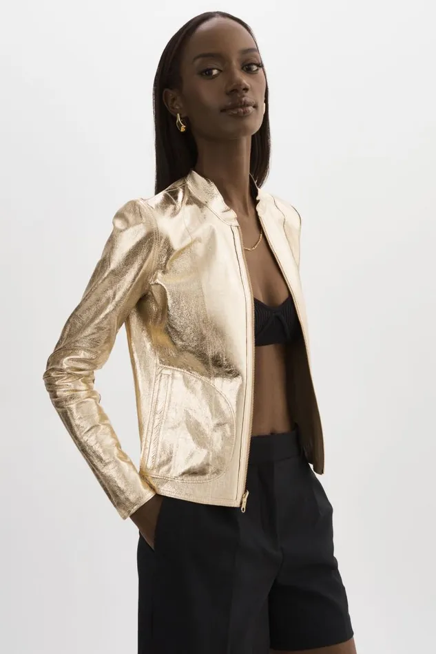 Women CHAPIN Reversible Leather Bomber Wheatgold LAMARQUE Bombers Women CHAPIN Reversible Leather Bomber Wheatgold LAMARQUE Bombers