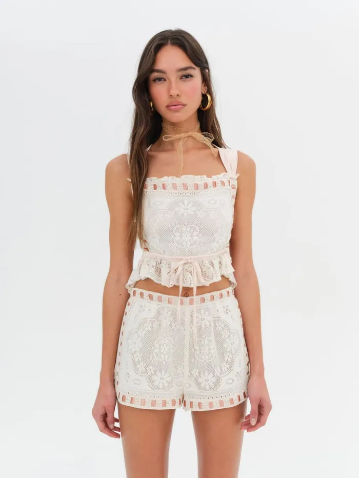 Women Charlotte Lace Top Beige For Love and Lemons Tops Women Charlotte Lace Top Beige For Love and Lemons Tops