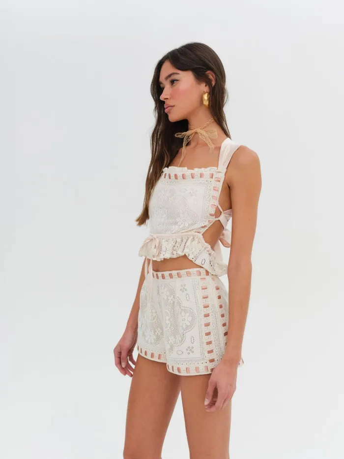Women Charlotte Lace Top Beige For Love and Lemons Tops Women Charlotte Lace Top Beige For Love and Lemons Tops