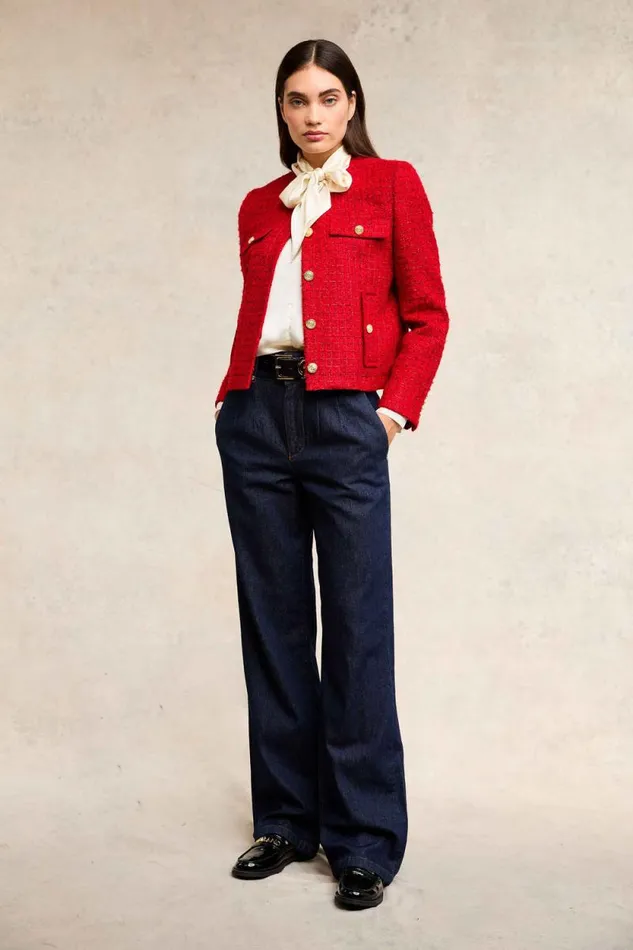 Women Chelsea Jacket Red Boucle Holland Cooper Tailoring