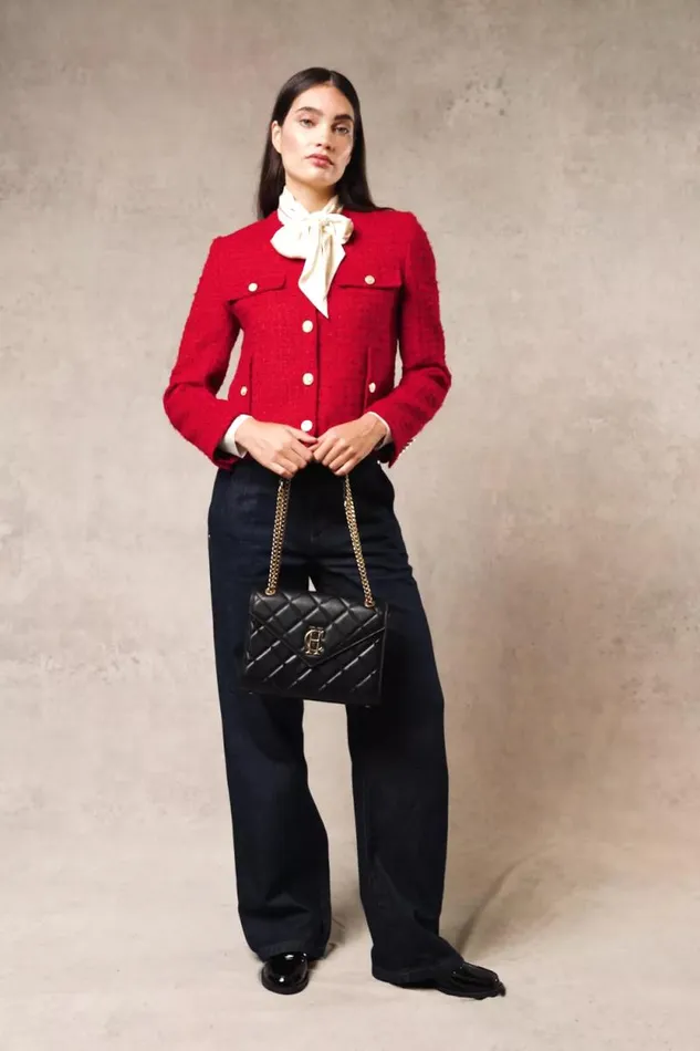 Women Chelsea Jacket Red Boucle Holland Cooper Tailoring