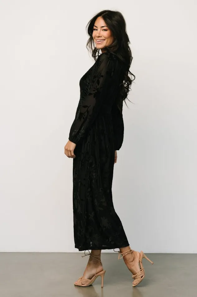 Women Christine Velvet Embossed Midi Dress Black Baltic Born Midi Dresses Women Christine Velvet Embossed Midi Dress Black Baltic Born Midi Dresses