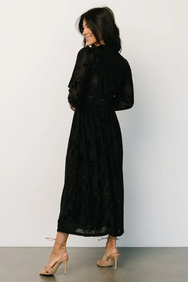 Women Christine Velvet Embossed Midi Dress Black Baltic Born Midi Dresses Women Christine Velvet Embossed Midi Dress Black Baltic Born Midi Dresses