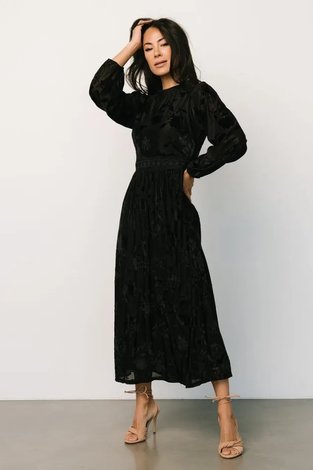 Women Christine Velvet Embossed Midi Dress Black Baltic Born Midi Dresses Women Christine Velvet Embossed Midi Dress Black Baltic Born Midi Dresses