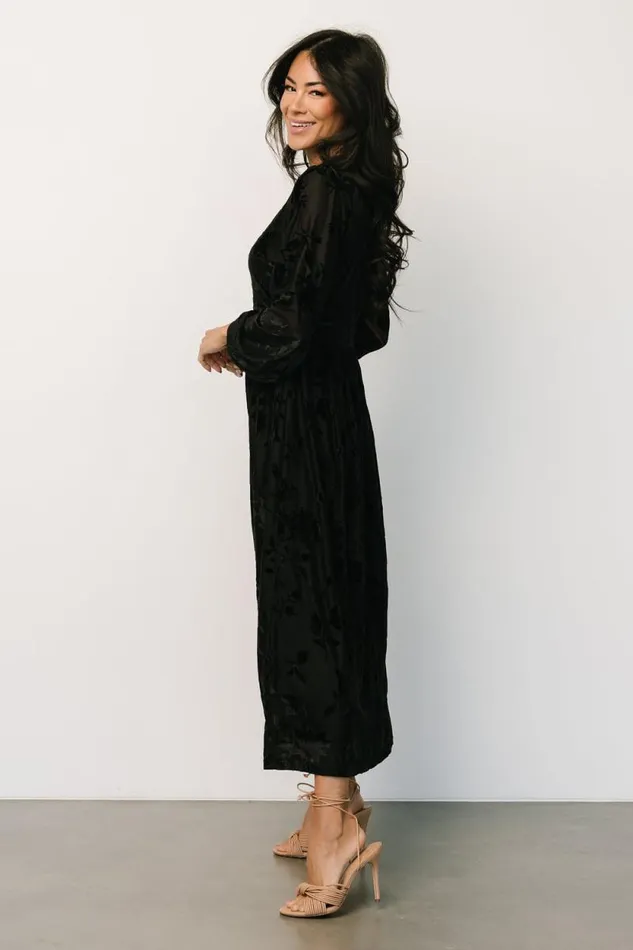 Women Christine Velvet Embossed Midi Dress Black Baltic Born Midi Dresses Women Christine Velvet Embossed Midi Dress Black Baltic Born Midi Dresses