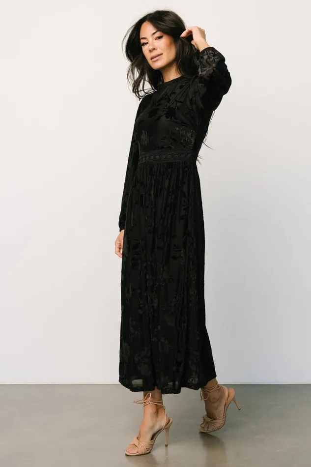 Women Christine Velvet Embossed Midi Dress Black Baltic Born Midi Dresses Women Christine Velvet Embossed Midi Dress Black Baltic Born Midi Dresses