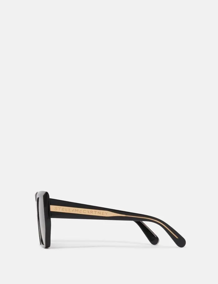 Women Chunky Square CatEye Sunglasses Glossy Black Stella McCartney Sunglasses Women Chunky Square CatEye Sunglasses Glossy Black Stella McCartney Sunglasses