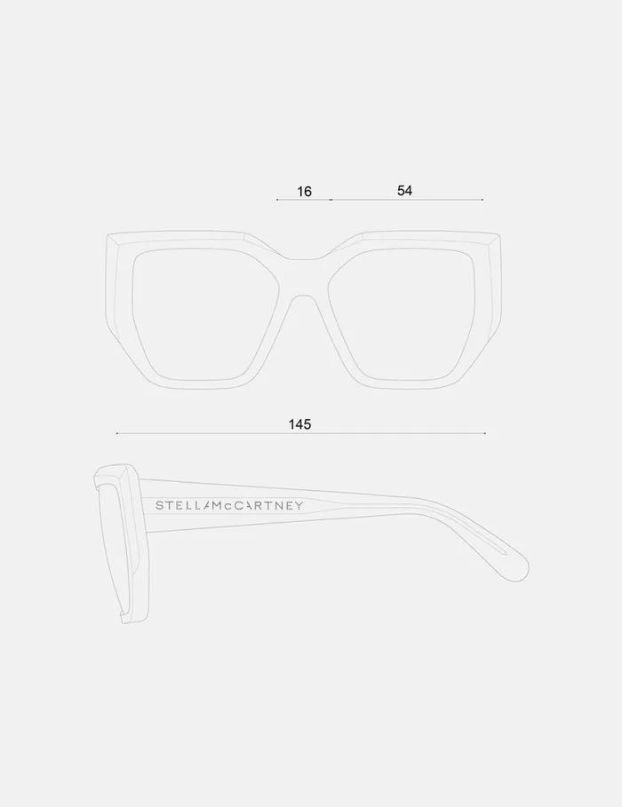 Women Chunky Square CatEye Sunglasses Glossy Black Stella McCartney Sunglasses Women Chunky Square CatEye Sunglasses Glossy Black Stella McCartney Sunglasses