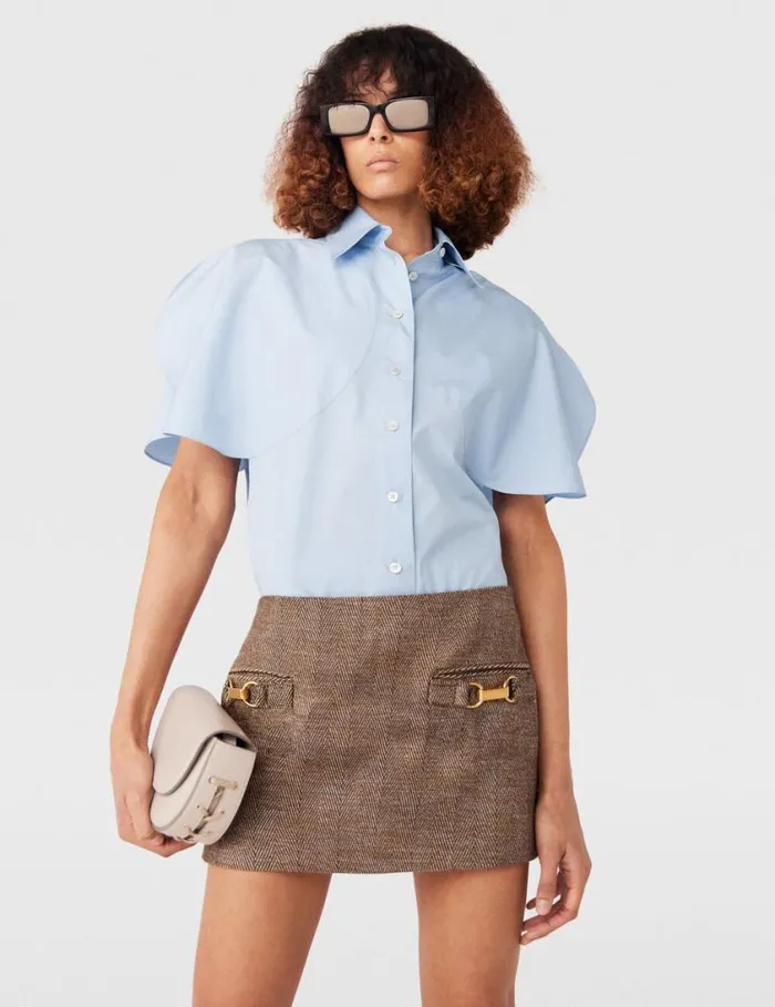 Women ClaspEmbellished MidRise Mini Skirt Chestnut Herringbone Stella McCartney Skirts Women ClaspEmbellished MidRise Mini Skirt Chestnut Herringbone Stella McCartney Skirts