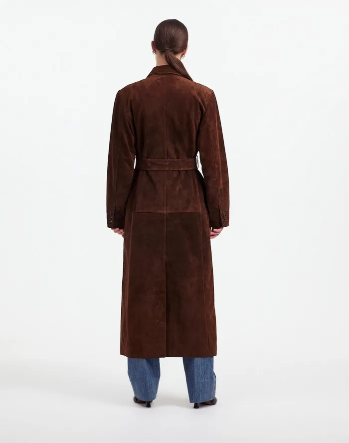 Women Coats Jackets Madewell Alexa Chung For Madewell DoubleBreasted Blazer Overcoat In Suede Dark Roast Suede