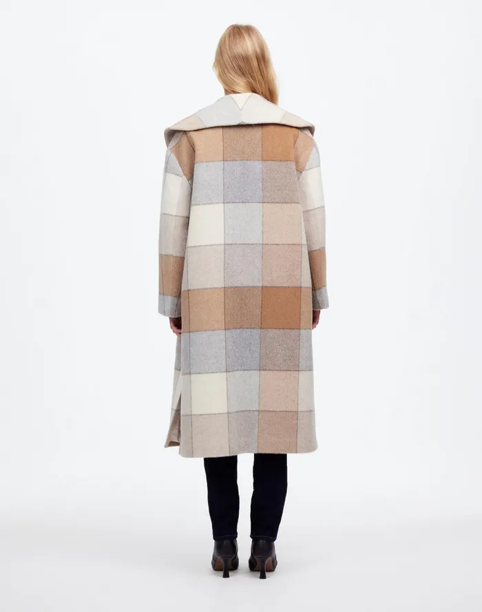Women Coats Jackets Madewell Belted Robe Coat In Plaid Soft Fawn