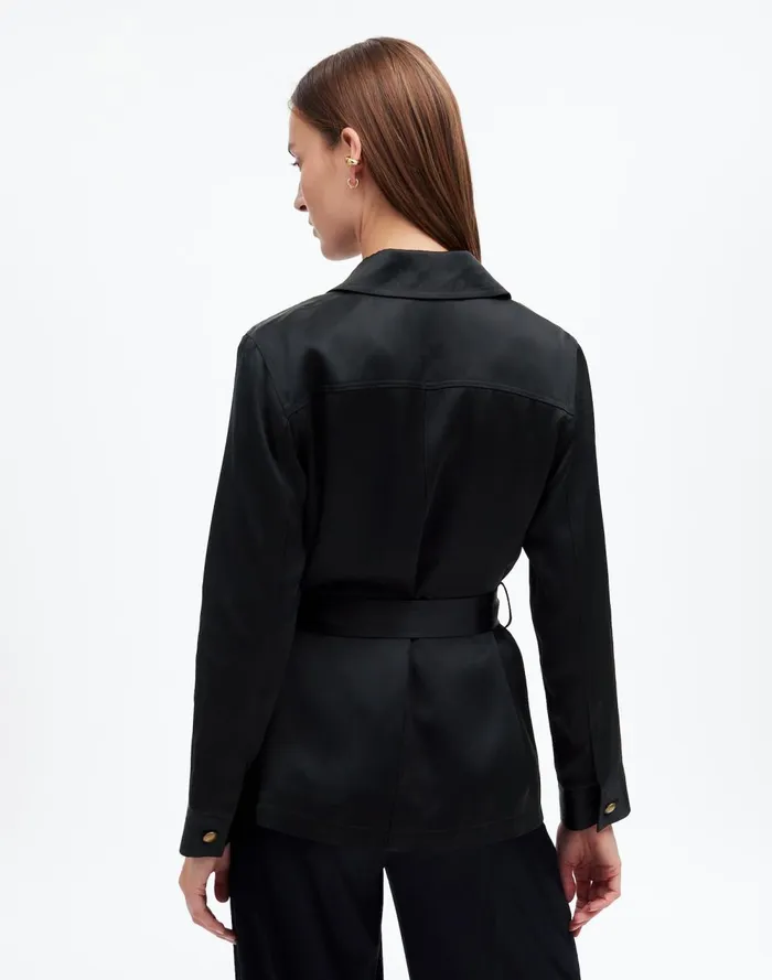 Women Coats Jackets Madewell DoubleFaced Satin Safari Jacket True Black