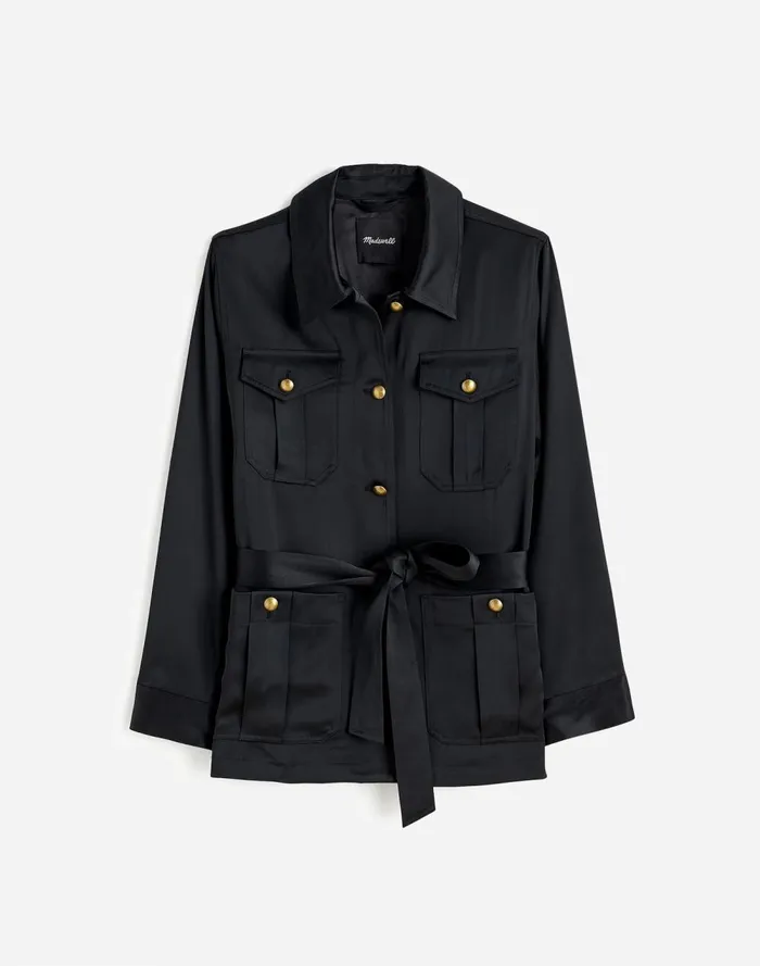 Women Coats Jackets Madewell DoubleFaced Satin Safari Jacket True Black