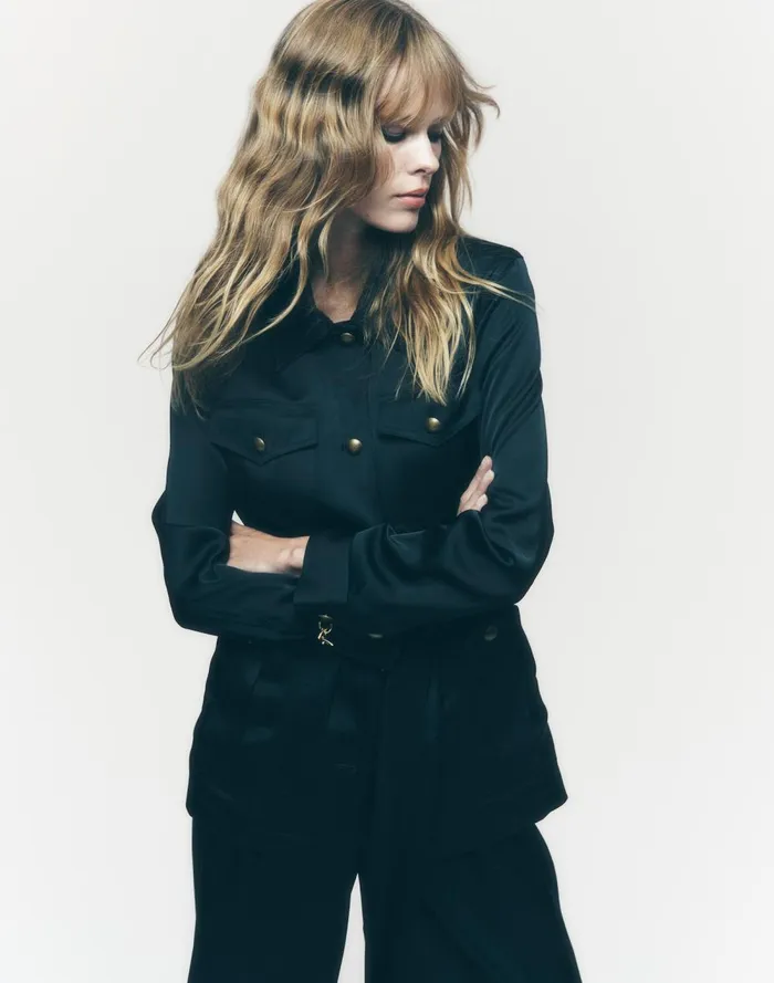 Women Coats Jackets Madewell DoubleFaced Satin Safari Jacket True Black