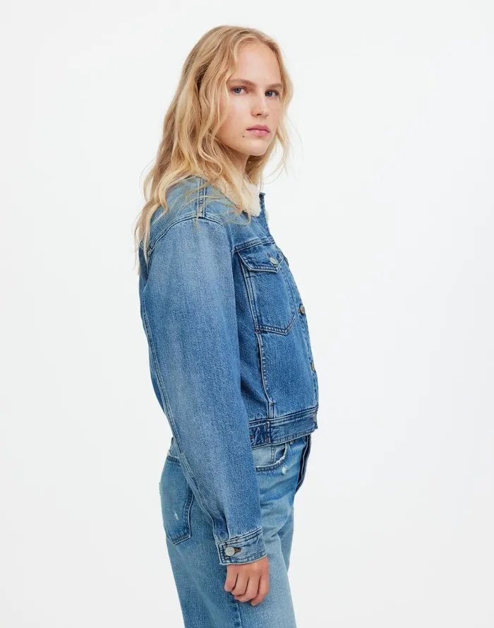 Women Coats Jackets Madewell SherpaCollar Jean Jacket In Lanesboro Wash Lanesboro Wash