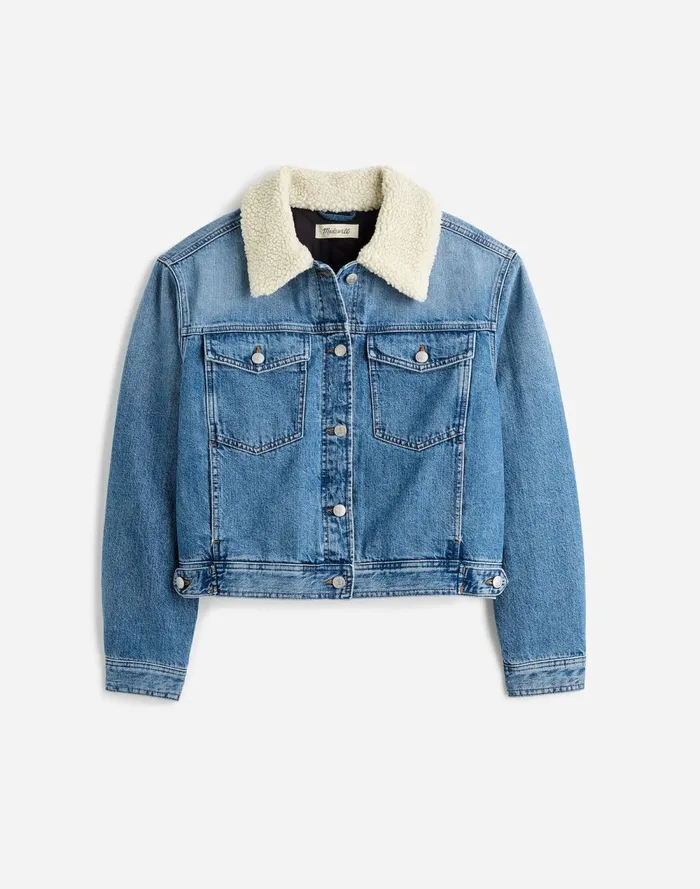 Women Coats Jackets Madewell SherpaCollar Jean Jacket In Lanesboro Wash Lanesboro Wash