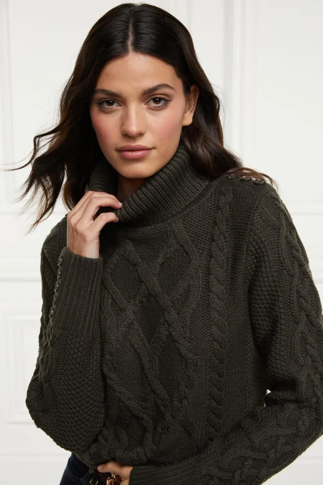 Women Cortina Roll Neck Knit Fern Green Holland Cooper Knitwear Women Cortina Roll Neck Knit Fern Green Holland Cooper Knitwear