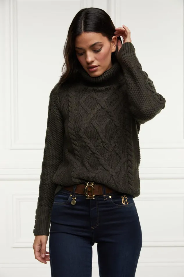 Women Cortina Roll Neck Knit Fern Green Holland Cooper Knitwear Women Cortina Roll Neck Knit Fern Green Holland Cooper Knitwear