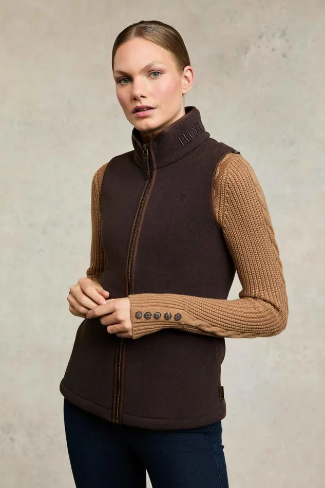 Women Country Fleece Gilet Chocolate Holland Cooper Fleeces