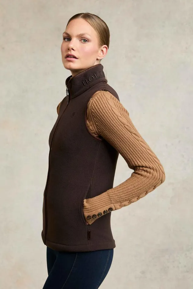 Women Country Fleece Gilet Chocolate Holland Cooper Fleeces