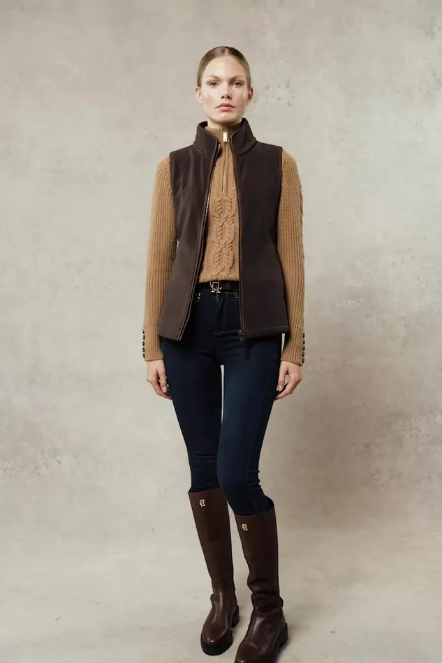 Women Country Fleece Gilet Chocolate Holland Cooper Fleeces