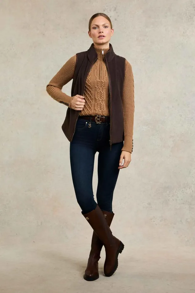 Women Country Fleece Gilet Chocolate Holland Cooper Fleeces