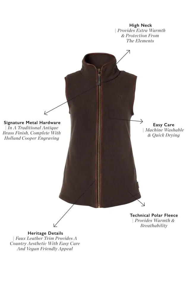 Women Country Fleece Gilet Chocolate Holland Cooper Fleeces