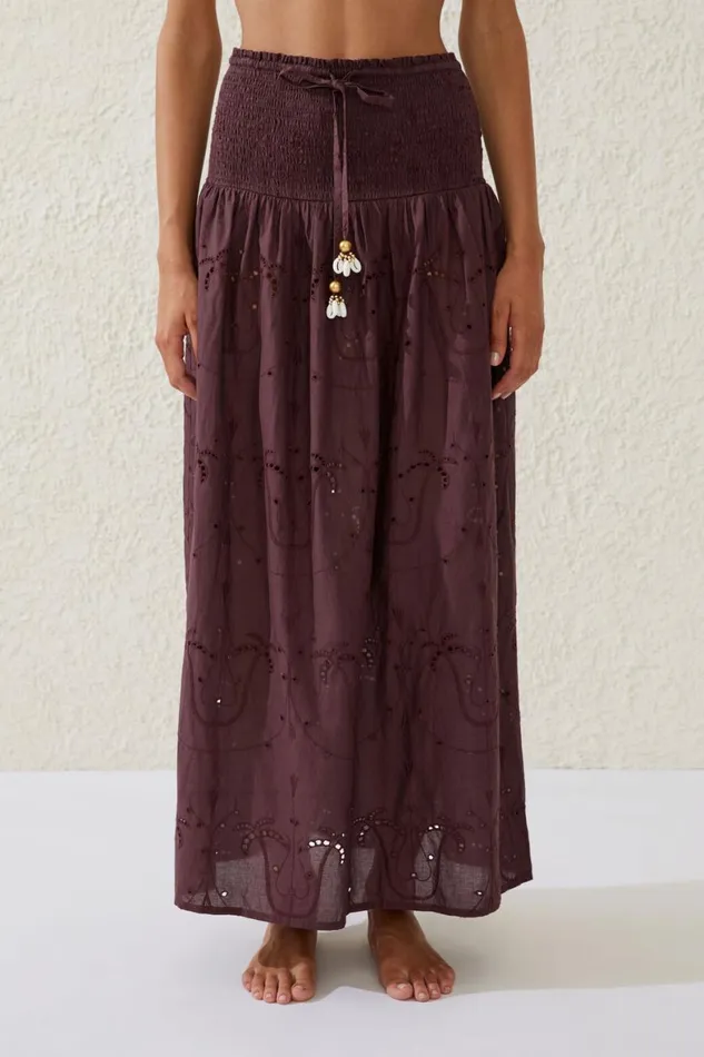 Women Cover Ups Cotton On The Vacation Maxi Skirt Willow Brown Palm Tree