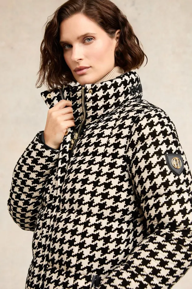 Women Crawford Longline Coat Ecru Houndstooth Holland Cooper Coats