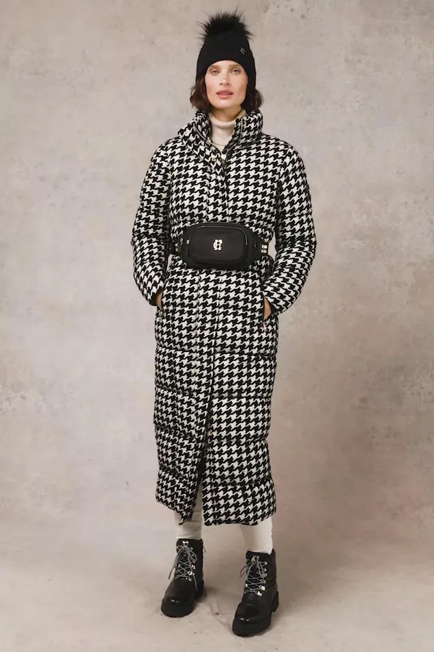 Women Crawford Longline Coat Ecru Houndstooth Holland Cooper Coats