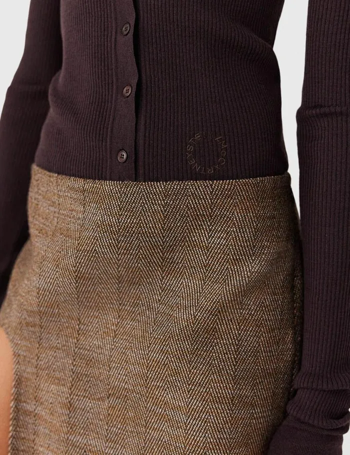 Women Crewneck LongSleeve Cardigan Dark Brown Stella McCartney Knitwear