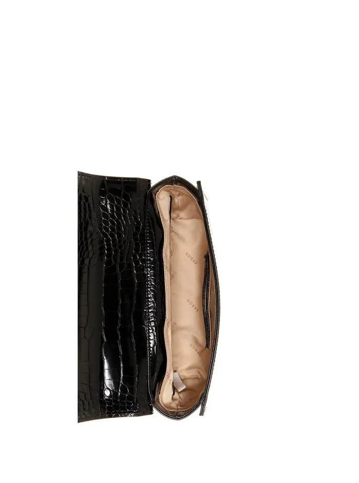 Women Crossbody GUESS Black Hensely G Croc Convertible Crossbody Bag