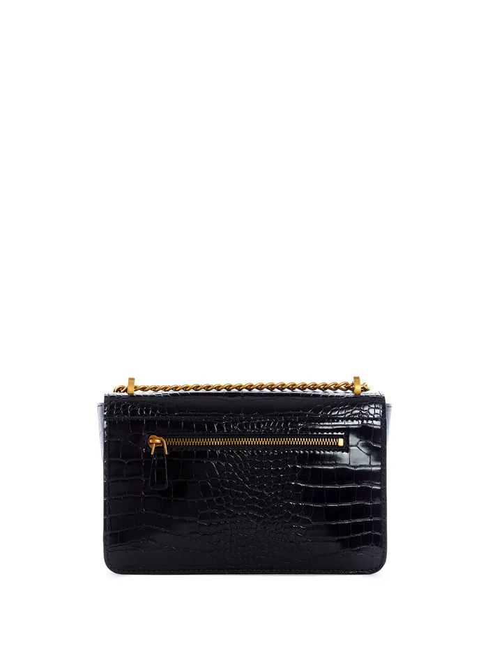 Women Crossbody GUESS Black Hensely G Croc Convertible Crossbody Bag