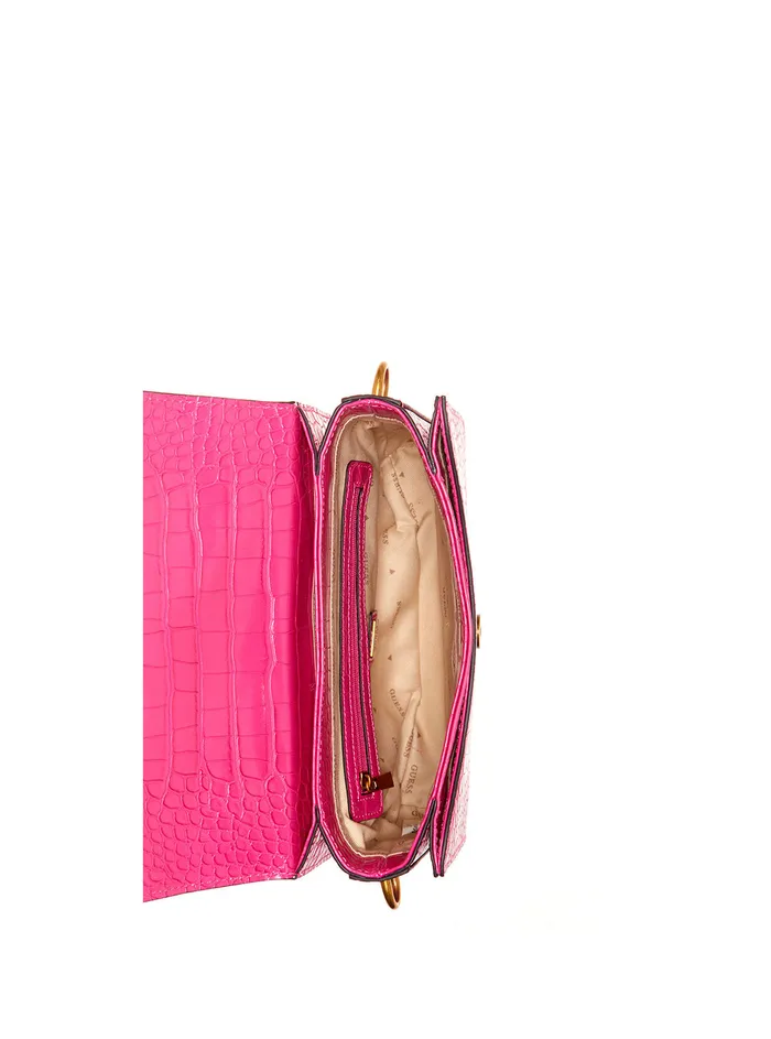 Women Crossbody GUESS Magenta Retour Croco Crossbody Bag