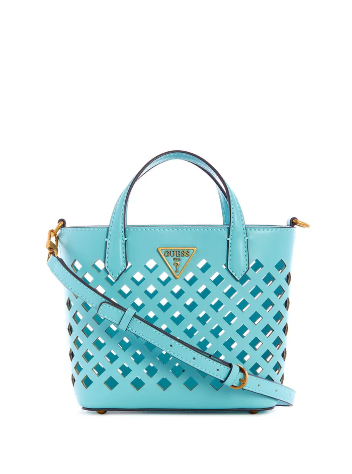 Women Crossbody GUESS Turquoise Aqua Mini Tote Bag