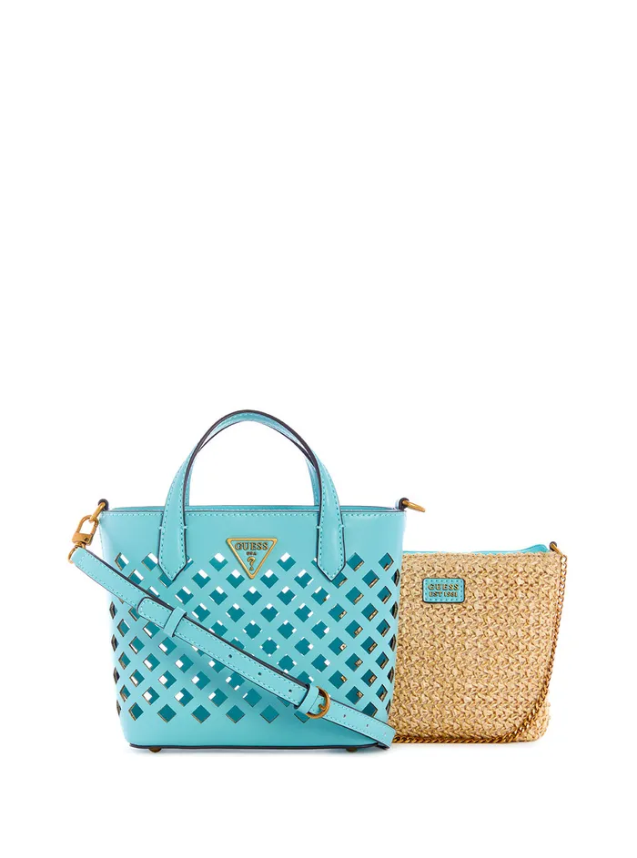 Women Crossbody GUESS Turquoise Aqua Mini Tote Bag