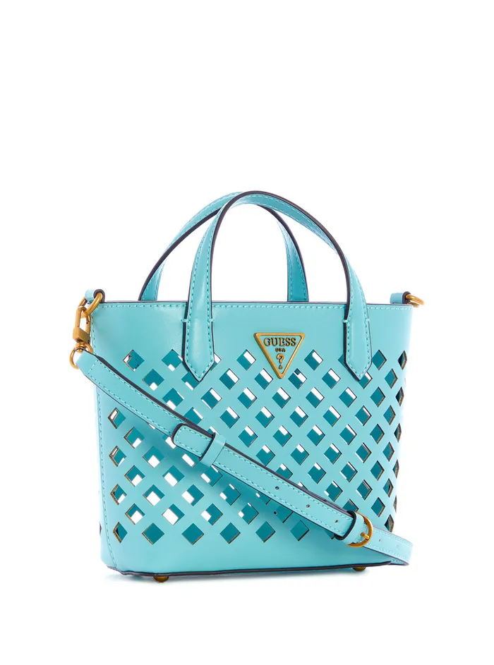 Women Crossbody GUESS Turquoise Aqua Mini Tote Bag