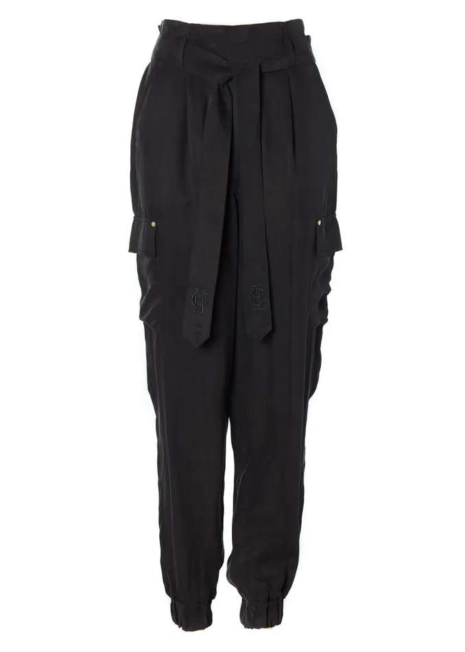 Women Cupro Cargo Pant Black Holland Cooper Trousers