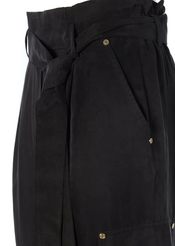 Women Cupro Cargo Pant Black Holland Cooper Trousers