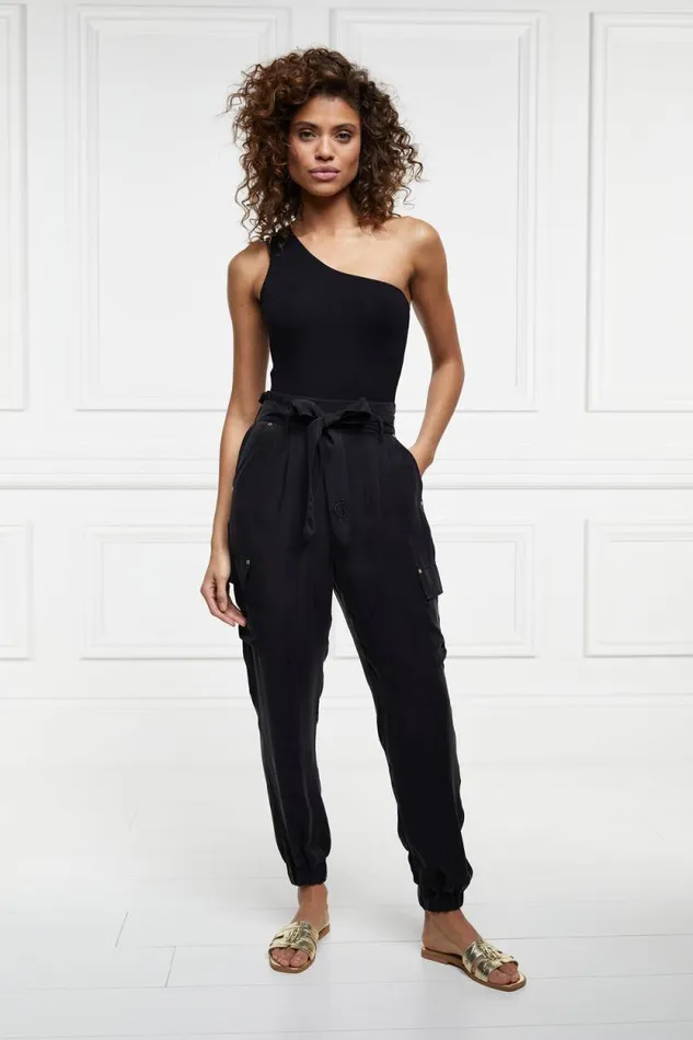 Women Cupro Cargo Pant Black Holland Cooper Trousers