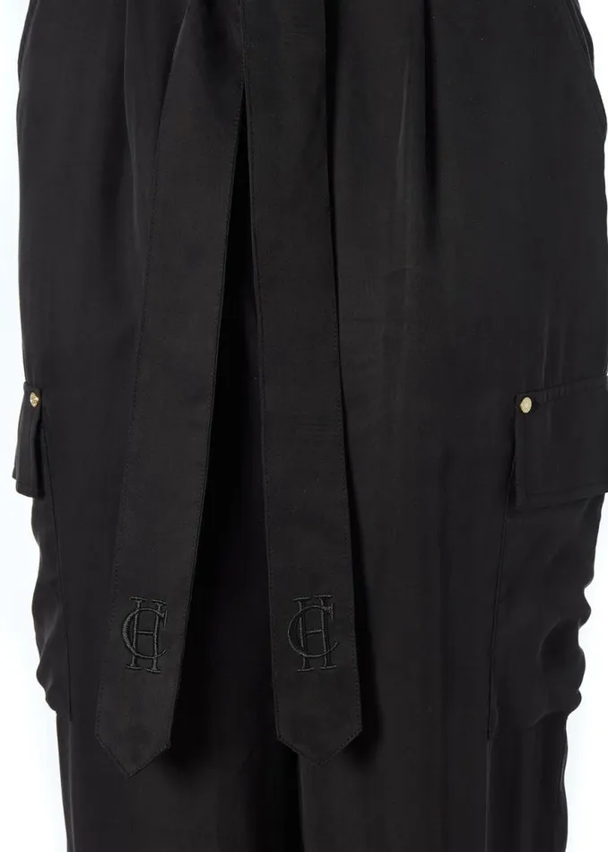 Women Cupro Cargo Pant Black Holland Cooper Trousers