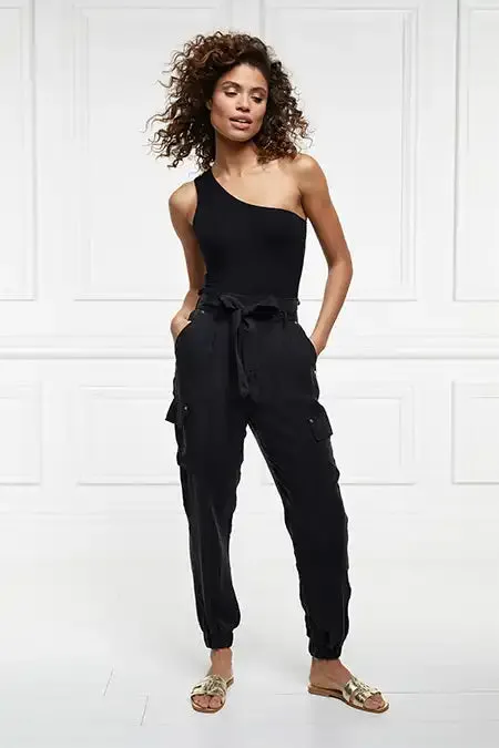 Women Cupro Cargo Pant Black Holland Cooper Trousers