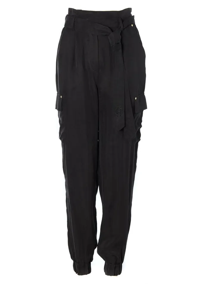 Women Cupro Cargo Pant Black Holland Cooper Trousers