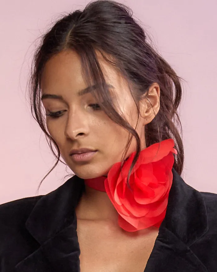 Women Cynthia Rowley Accessories Organza Flower Ties Red Women Cynthia Rowley Accessories Organza Flower Ties Red