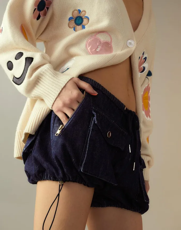 Women Cynthia Rowley Bottoms Denim Cargo Shorts Blue Women Cynthia Rowley Bottoms Denim Cargo Shorts Blue