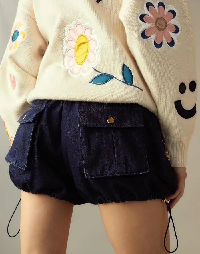 Women Cynthia Rowley Bottoms Denim Cargo Shorts Blue Women Cynthia Rowley Bottoms Denim Cargo Shorts Blue