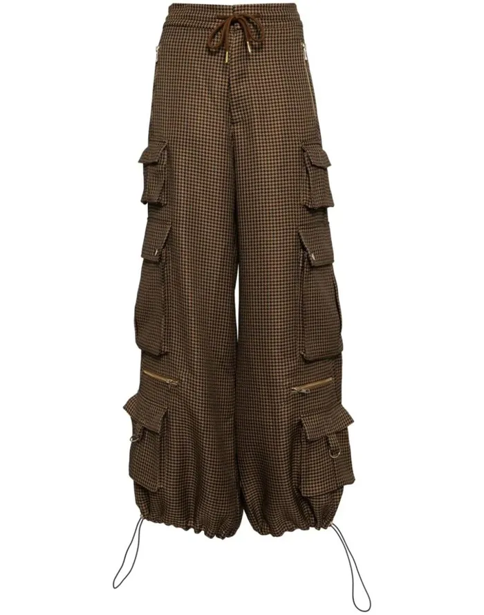 Women Cynthia Rowley Bottoms Houndstooth Cargo Pants Blkbr