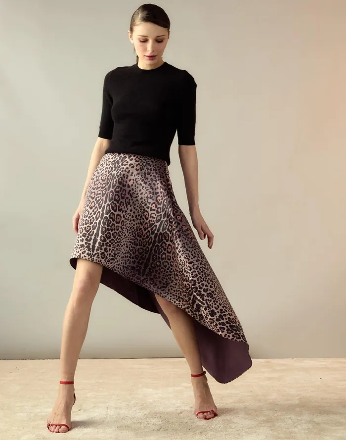 Women Cynthia Rowley Bottoms Leopardess Satin Skirt Leopd