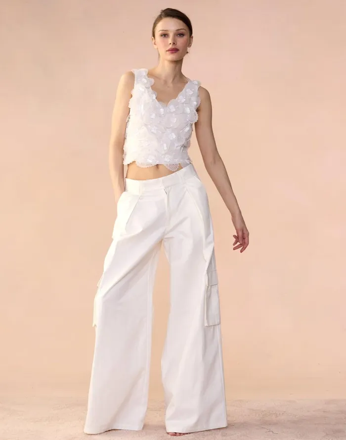 Women Cynthia Rowley Bottoms Marbella Cotton Cargo Pant White Women Cynthia Rowley Bottoms Marbella Cotton Cargo Pant White